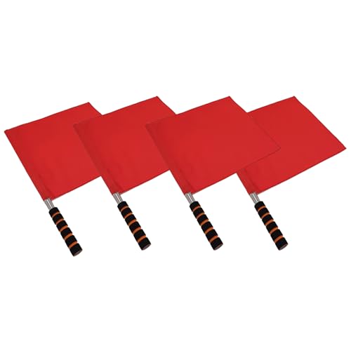 Wionin 4pcs Referee Flag Training Sports Flags with Sponge Handle Red Flag Referee Equipment for...