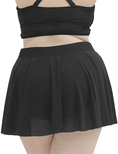 Womens Plus Size High Waisted Swim Skirt Cover Up Split Golf Skort Built　in Brief High Rise Bikini Bottom Only 20252