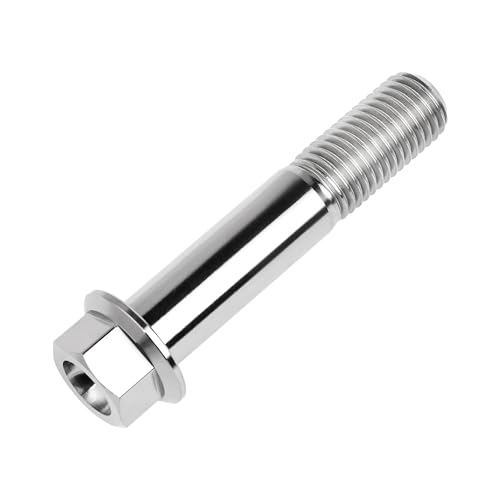 Image of Titanium Bolt M12 30 35 40 45 50 55 60 65 70 75 80 85 90mm Hex Small Flange Head for Motorcycle Car Modification Pack of 4 (M12x60mm Pitch 1.5, Silver)