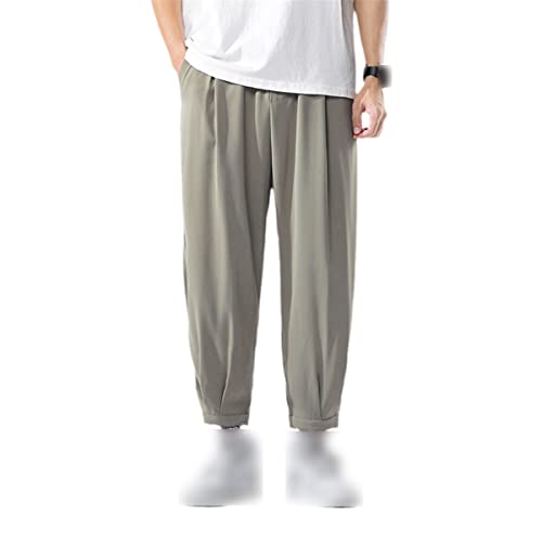 Pantalon homme soie glacée vert été léger style décontracté 3XL