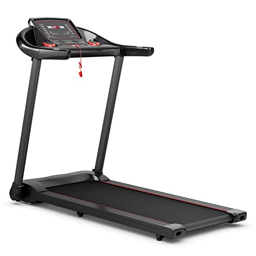 GYMAX Foldable Treadmill, 2.25HP Folding Treadmill with LED Monitor, 12 Preset Programs, APP Control, Blue Tooth Speaker & Pulse Sensor, Portable Compact Small Treadmill for Apartment/Home/Gym