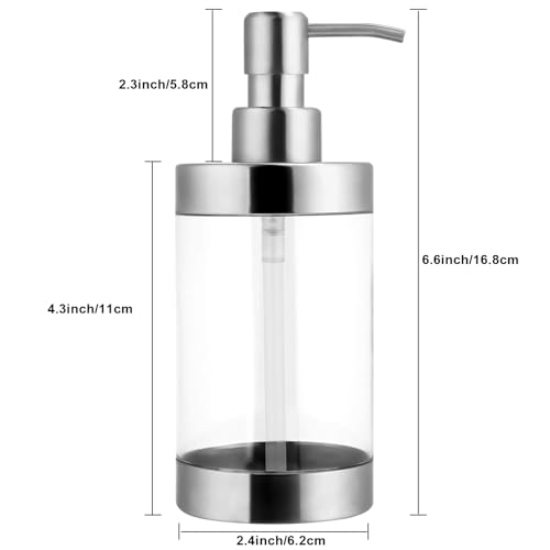 Soap Dispenser Stainless Steel and Acrylic Shampoo Lotion Pump Bottle for Bathroom Kitchen Sink Office Hotel for Kitchen Washing Up Liquid Hand Soap Shower Gel 300ML - Cosy Home Interiors Soap Dispenser Stainless Steel and Acrylic Shampoo Lotion Pump Bottle for Bathroom Kitchen Sink Office Hotel for Kitchen Washing Up Liquid Hand Soap Shower Gel 300ML - Image 7