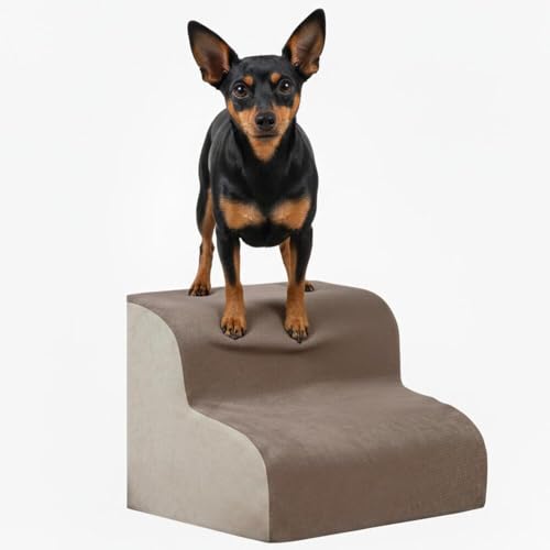 Lifetips マンチェスターテリア(Manchester Terrier) ペットステップ 階段 スロープ 室内用 犬 猫 小型犬 シニア犬 高齢犬 介護 段差解消 滑り止め 多機能 収納付き ハウス 洗えるカバー ソファ ベッド用 2段 3段 ゆるや