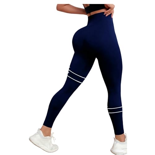 Gyios Leggings de Yoga Mujer Mallas Cintura Alta para Mujer, Elásticas Ajustadas Levantamiento Glúteos, Pantalones Fitness Transpirables Y Cómodos, Primavera-Azul Marino Oscuro-s