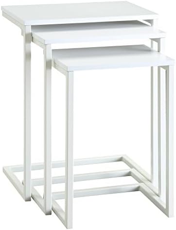 Miniatura 4 de Carolina Chair & Table Juego de mesa anidable rectangular de 3 piezas, marco de acero aleado con parte superior de madera, muebles que ahorran