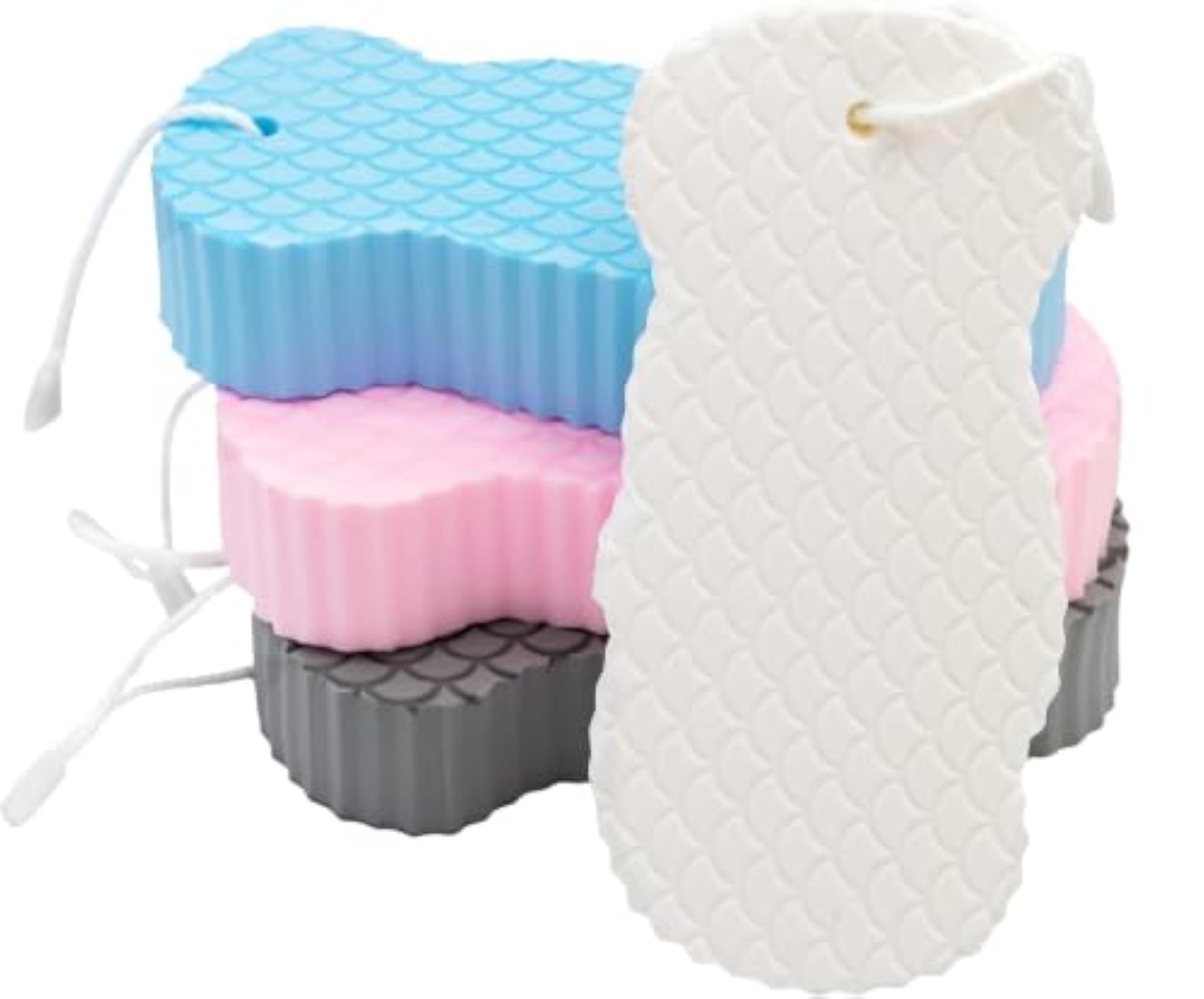 Exfoliating Bath Sponge Body Scrubber, Fish Scale Textured