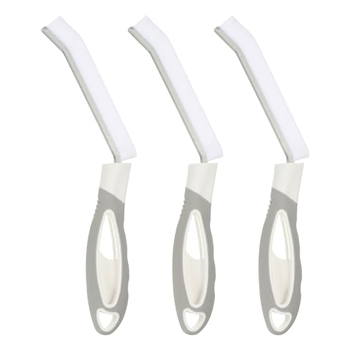 Image of PATIKIL Hard Bristle Crevice Cleaning Brush, 3Pcs Multifunctional Gap Cleaning Brush Corner Cleaning Brushes Tool for Little Corner Kitchen Bathroom Toilet Windows, Grey White
