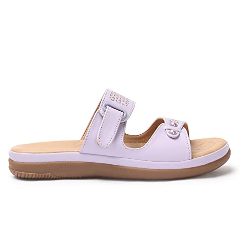 Image of XE Looks Women's Elegant Slip-On Sandals | Adjustable Velcro Straps with Modern Detailing | Stylish Perforated Design | Lightweight and Cushioned Doctor Slippers For Girls & Women