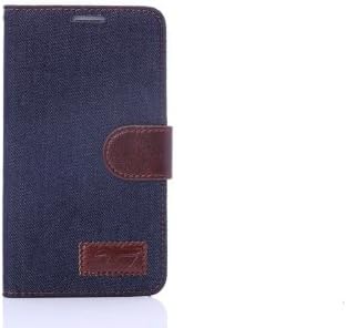 LSQTOP@ 2 in 1 bundle with screen Protector jean cloth Folio PU Leather Wallet with Magnet Design Flip Case Cover, Credit Card Holder for HTC ONE2 M8 (Black)