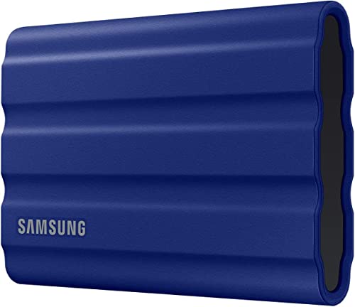 Samsung Portable SSD T7 Shield (MU-PE1T0R/EU), 1 TB, USB 3.2 Gen.2, 1.050 MB/s Lesen, 1.000 MB/s Schreiben, Blau + Amazon Basics Festplattentasche, schwarz – Bild 5