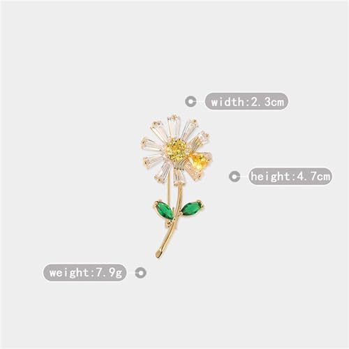 Image of WCRAZYE Sunflower Flower Brooch Pin for Women Girls Elegant Enamel Crystal Rhinestone Yellow Flower Plant Brooch Pin, Charm Sun Flower Coat Brooch for Mom Christmas Valentine's Day Jewelry Gifts