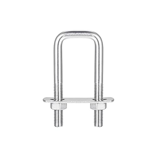 Image of uxcell Square U-Bolts, 3 Sets 27mm(1.06 inch) Inner Width 75mm Length M8 304 Stainless Steel U Clamp Bolt with Nuts and Plates, for Boat Trailer