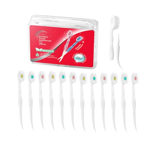 JOUGE Disposable Mini Toothbrush Travel Toothbrushes with Toothpaste Portable Mix Flavor 24pcs (24)