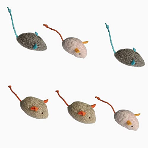 6Pcs Plush Lifelike Catnip Mouse Toys - Realistic Chew Cat Toys for Indoor Cats and Kittens