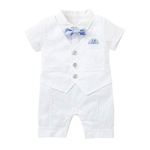 Image of Hopscotch Boys White Solid Romper