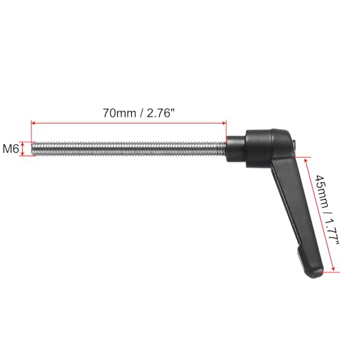 Image of uxcell Adjustable Clamping Lever Handle M6 x 70mm Metric 304 Stainless Steel Male Threaded Stud Hand Knobs Push Button Ratchet Rotating Screw Handles Bolts with Locking Lever Black