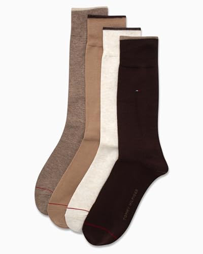 Tommy Hilfiger Men's Dress Socks - 4 Pack Lightweight Soft Cotton Blend Dress Socks - Comfort Stretch Crew Socks for Men4