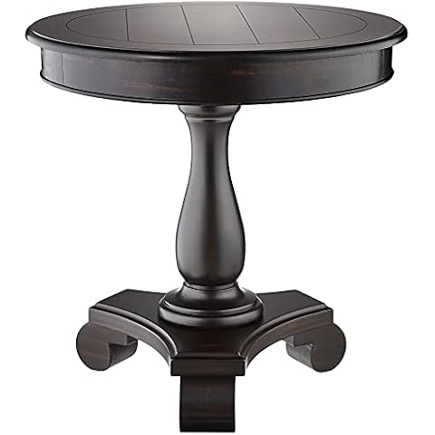 Roundhill Furniture Rene Round Wood Pedestal Side Table, Black Cover