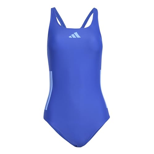 Adidas Donna 3 Stripes C-Back Swimsuit, Semi Lucid Blue/Blue Fusion, 42