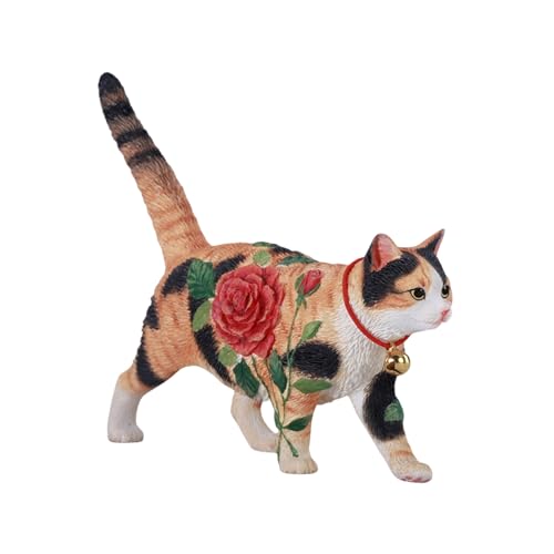 JXK 1/6 サイズ 猫の花言葉 ローズ 可愛い 猫 ネコ 動物 リアル フィギュア 樹脂 プラモデル 模型 12cm級 完成品 ネコ好き 置物 (JXK298A)