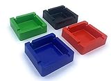 Set of 4 Assorted Colors - Square Plastic Melamine Cigarette Cigar Ashtray Tabletop Ash Tray By Butt