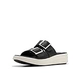 Clarks Women's Drift Buckle Slide Sandal, Black, 8