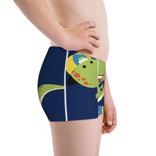 Boys' Cotton Boxer Brief Soft Underwear-Dino Playing Roller Skate2