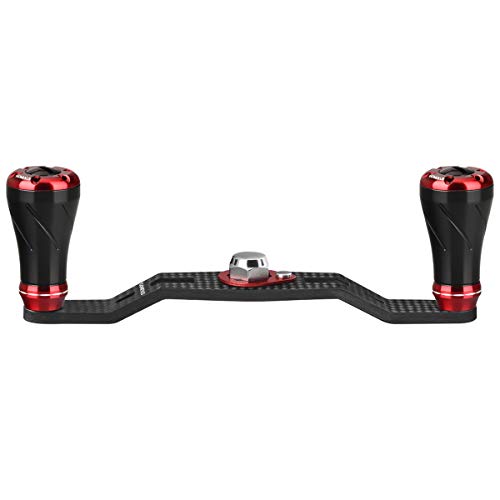 GOMEXUS Manivela de Carrete para Shimano Antares, Aldebaran MGL BFS, Bantam MGL Carrete de Pesca de Baitcasting Handle 7x4mm Carbono 95mm Cover