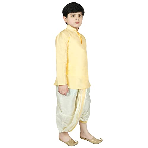 Image of SG YUVRAJ Boy's Raw Silk Kurta Dhoti Set