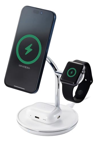 Amazon.co.jp: エレコム ワイヤレス充電器 Qi2 15W 3in1