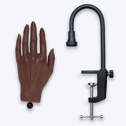 尚(Naochi)シリコン製 リアル女性ハンドモデル プレミアム全長22cm 骨格内蔵 ネイル練習用 手模型 専用ネイルチップ付き ブラックスダント付きQ03-22-S -ZJ-B (6#, 左手)