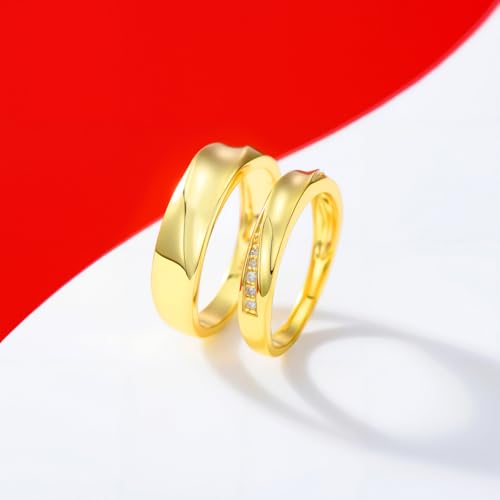 Diamond Couples Rings Wedding Band Sets For His & Hers 10K 14K 18K Gold/Sterling Silver Engagement Ring Anniversary Christmas Valentine's Day Birthday Jewelry Gift3