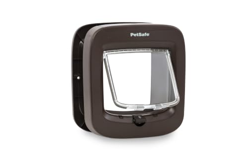 PetSafe Microchip Cat Door - Exterior or Interior Cat Flap - Multi-User RFID Access for up to 40 Pets - 4-Way Locking Weatherproof DIY Easy Install - Brown