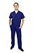 ACTIVE UNIFORMS Men Scrub Set Medical Scrub Top and Pants(True Navy Blue, X-Large)