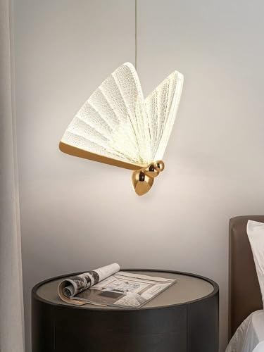 Image of blissbells 12 Watt LED Pendant Lamp Butterfly Bedside Hanging Pendant Ceiling Light- (Warm White + Natural White + Cold White), Gold Pack of 1