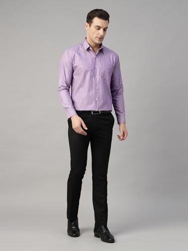 Image of Hancock Men Striped Hemp Blend Formal Shirt(9722Blue)