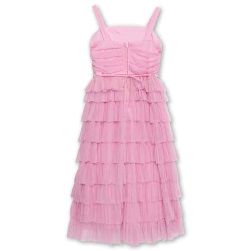 Speechless Girls' Sleeveless Square Neck Point D'esprit Tiered Midi Dress4