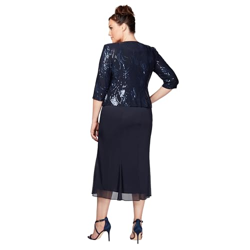 Alex Evenings Women's Tea Length Mother of The Bride Jacket Dress, Formal Events, Wedding Guest (Plus Size)3