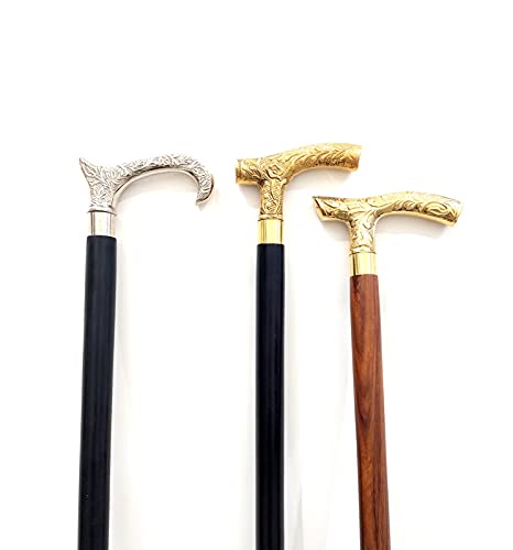 Bâtons de marche en bois et laiton pour posture droite - 3