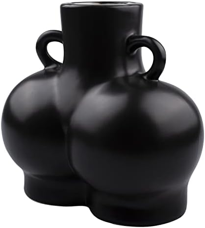 Fengaim Bum Vases Ceramic Vase for Pampas Grass Human Body Art Vase for Flower Ceramic Minimalist Vase Modern Chic Vase for Home Decor Dried Flower Crafts Ornaments (Type A, Black)