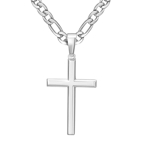 Image of SWEETV 18K Gold Cross Necklace for Men, 925 Sterling Silver Cross Pendant