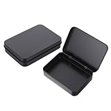 GALPADA Caja Metálica para Naipes Doble Cara Negra, Estuche Pequeño para Almacenamiento de Cartas Coleccionables, Organizador Compacto para Tarjetas de Visita, 2 Unidades, Adecuado