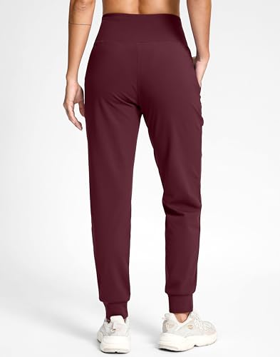 Image of G Gradual Women's Fleece Lined Joggers with Zipper Pocket Water Resistant Running Hiking Pants Winter Warm Thermal Sweatpants