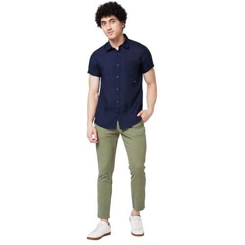 Image of Spykar Men's Regular Fit N /A Half Sleeve Solid Casual Shirts