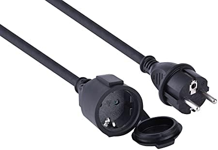 Electraline 01658 Verlängerungskabel IP44 (5m Kabel, H07RN-F 3G2.5, für den Außenbereich und den Einsatz auf Baustellen) schwarz, Schwartz