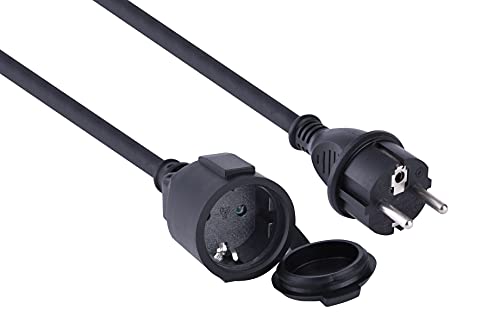 Electraline 01658 Verlängerungskabel IP44 (5m Kabel H07RN-F 3G2.5 für den Außenbereich und den Einsatz auf Baustellen) schwarz Schwartz