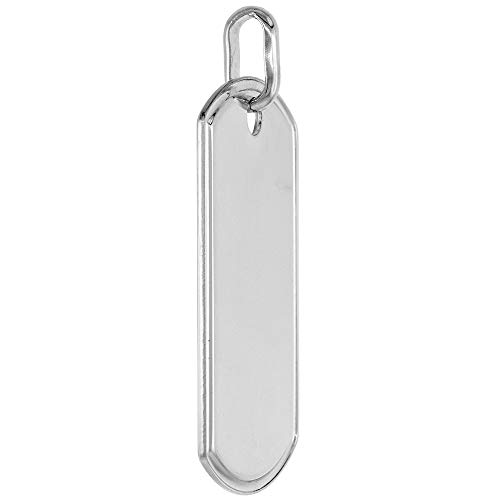 2 inch Full Size Sterling Silver Raised Border Dog Tag Pendant for Men Polished Finish Nickel Free Italy Available with or Without Chain2
