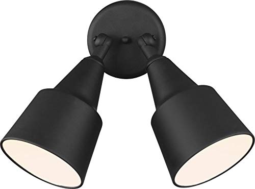 Image of Generation Lighting 2-Light 12.5-Inch Adjustable Flood Light in Black | Wet-Rated Aluminum Fixture with Matching Shade, an Exterior Lighting Fixture and Outdoor Lamp for Home Security or Driveway