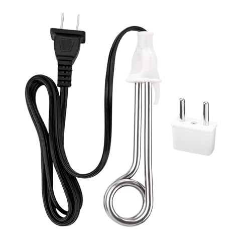 Travel Camping Accessories Tea Immersion Heater - Portable Immersion Water Heater 300W Dual Voltage 120/240V （White）