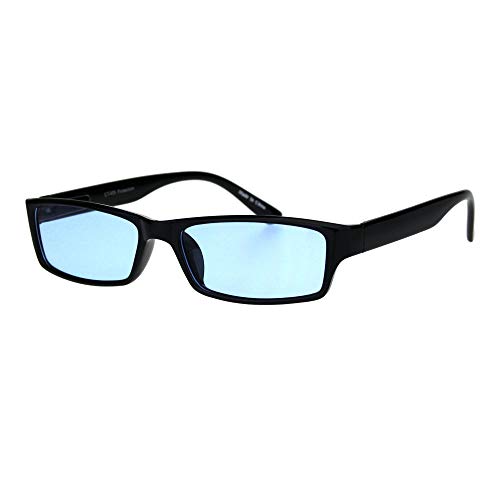 PASTL Black Rectangular Frame Sunglasses Color Lens Small Size Spring Hinge UV 400